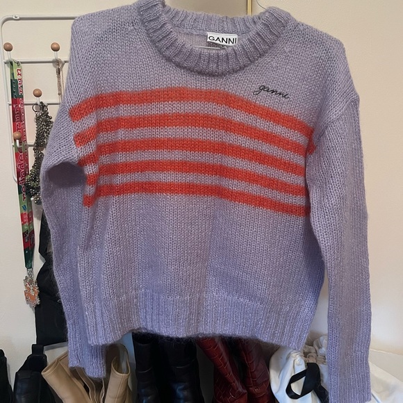 GANNI crew-neck striped long-sleeve jumper XS - Picture 4 of 6